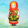 Надувная матрешка-неваляшка принт Черная Хохлома
