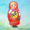 Надувной костюм Матрешка Неваляшка Городецкая роспись блондинка