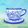 Надувная кружка Гжель с блюдцем