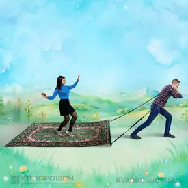 Аттракцион ковер самолет зеленый