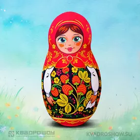 Надувная матрешка герметичная Черная Хохлома Шатенка