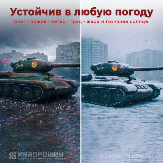 Большая надувная модель танка Т-34 на День Победы